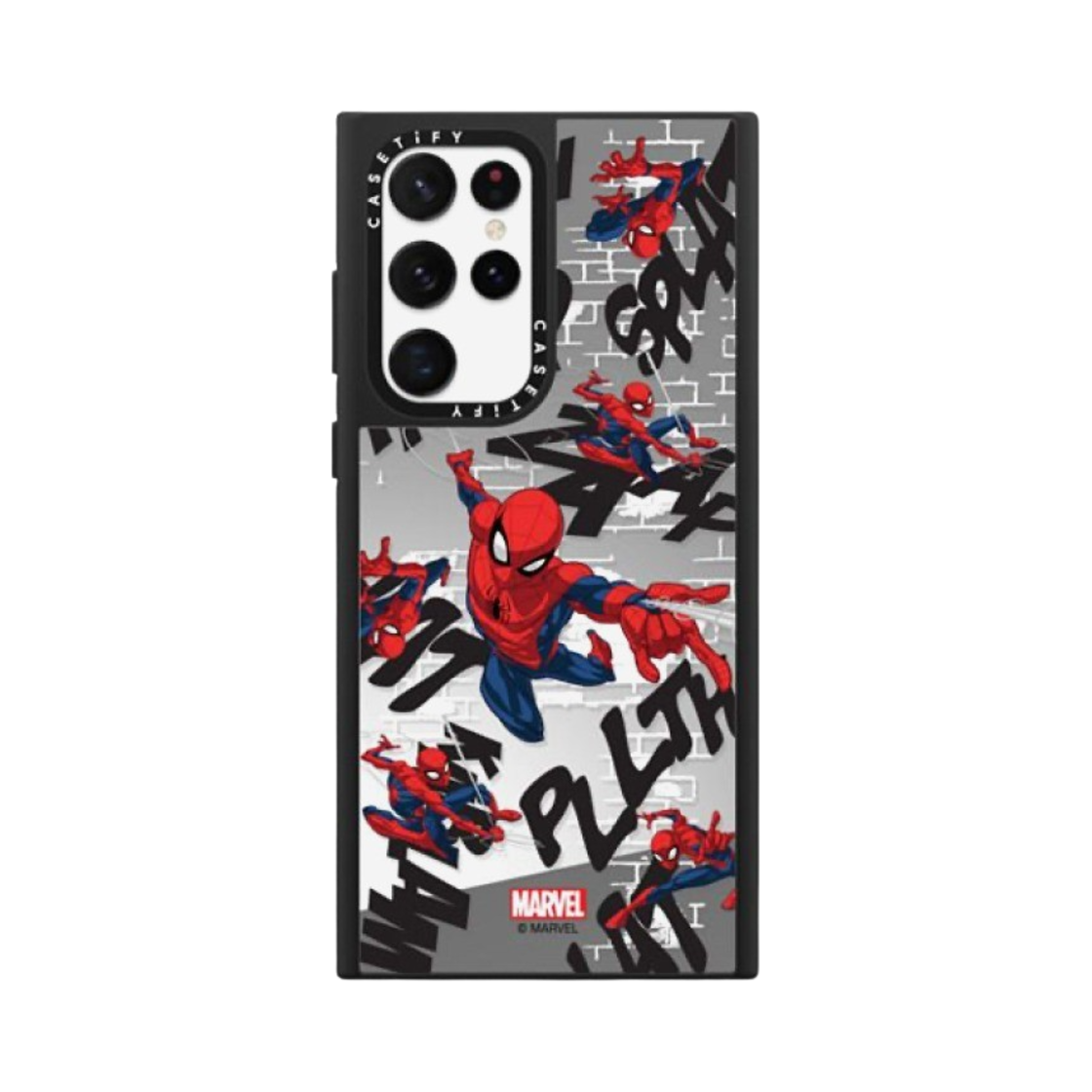 케이스티파이 x 마블 갤럭시 스파이더맨 패턴 미러 케이스 실버 미러 블랙 범퍼(Casetify x Marvel Glaxy Spider-Man Pattern Mirror Case Silver Mirror Black Bumper) - 1