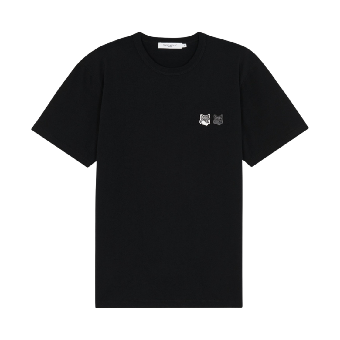 메종 키츠네 더블 모노크롬 폭스 헤드 패치 클래식 티셔츠 블랙