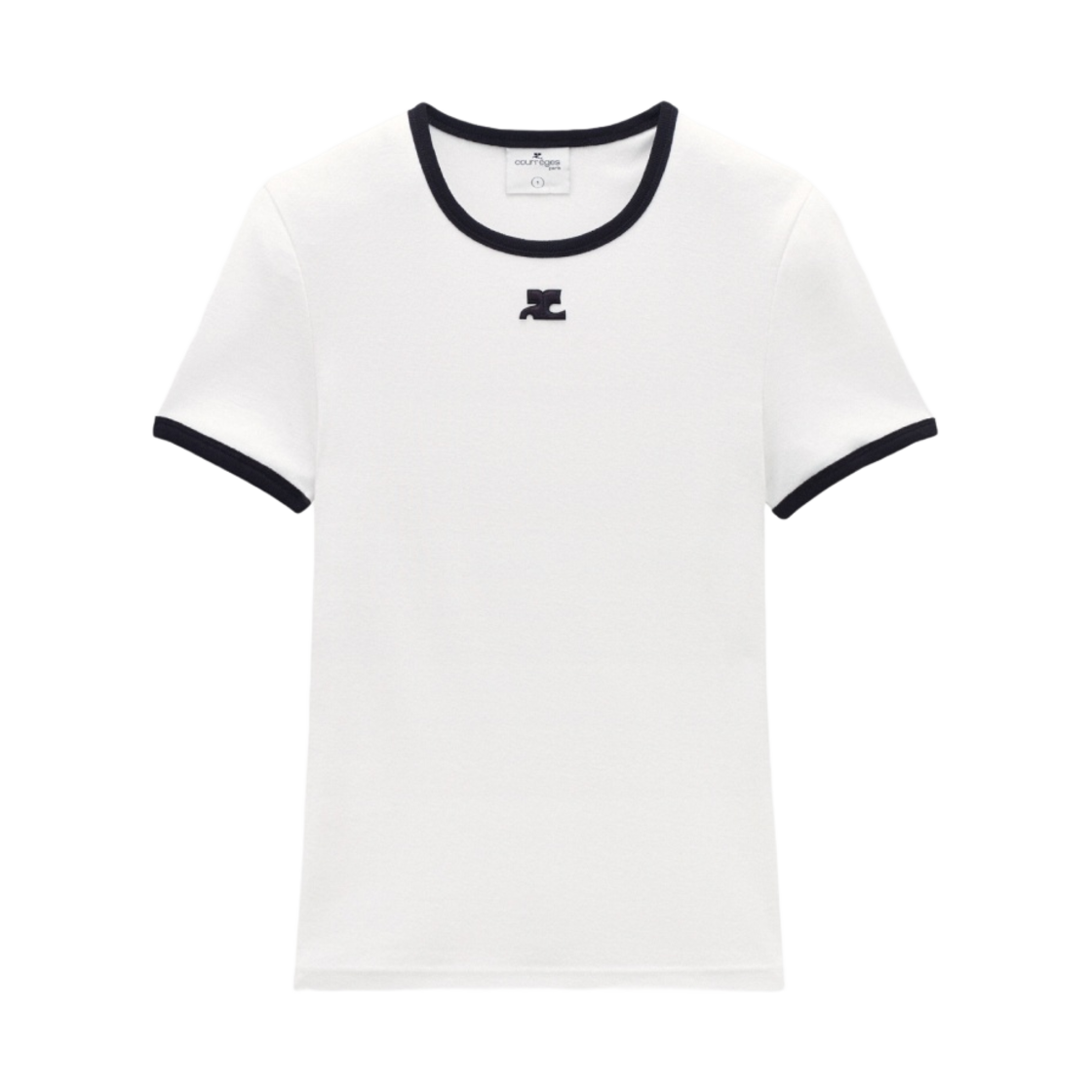 (W) 꾸레쥬 콘트라스트 티셔츠 옵틱 화이트((W) Courreges Contrast T-Shirt Optic White) - 1