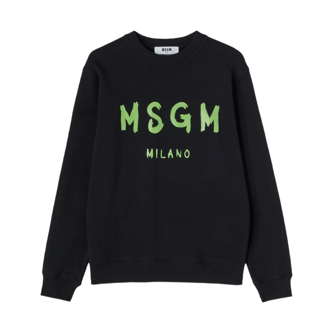 엠에스지엠 브러쉬드 MSGM 로고 솔리드 컬러 코튼 크루넥 스웨트셔츠 블랙(MSGM Solid Color Cotton Crewneck Sweatshirt with Brushed MSGM Logo Black) - 1