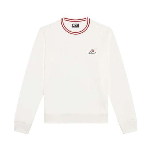 Diesel S-Ginn-G3 Sweatshirt with Striped Knitted Neck White