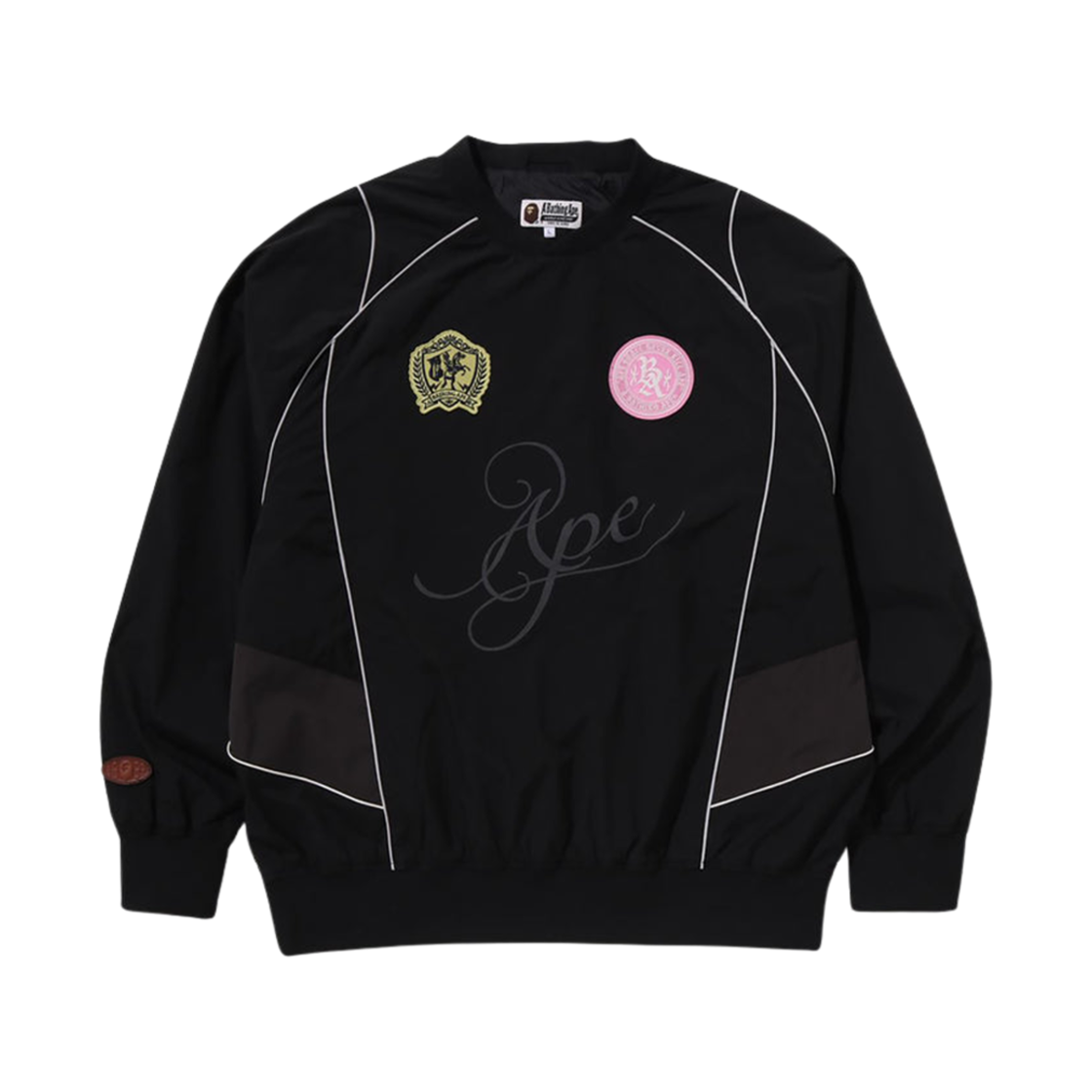 베이프 멀티 로고 릴렉스드 핏 풀오버 블랙