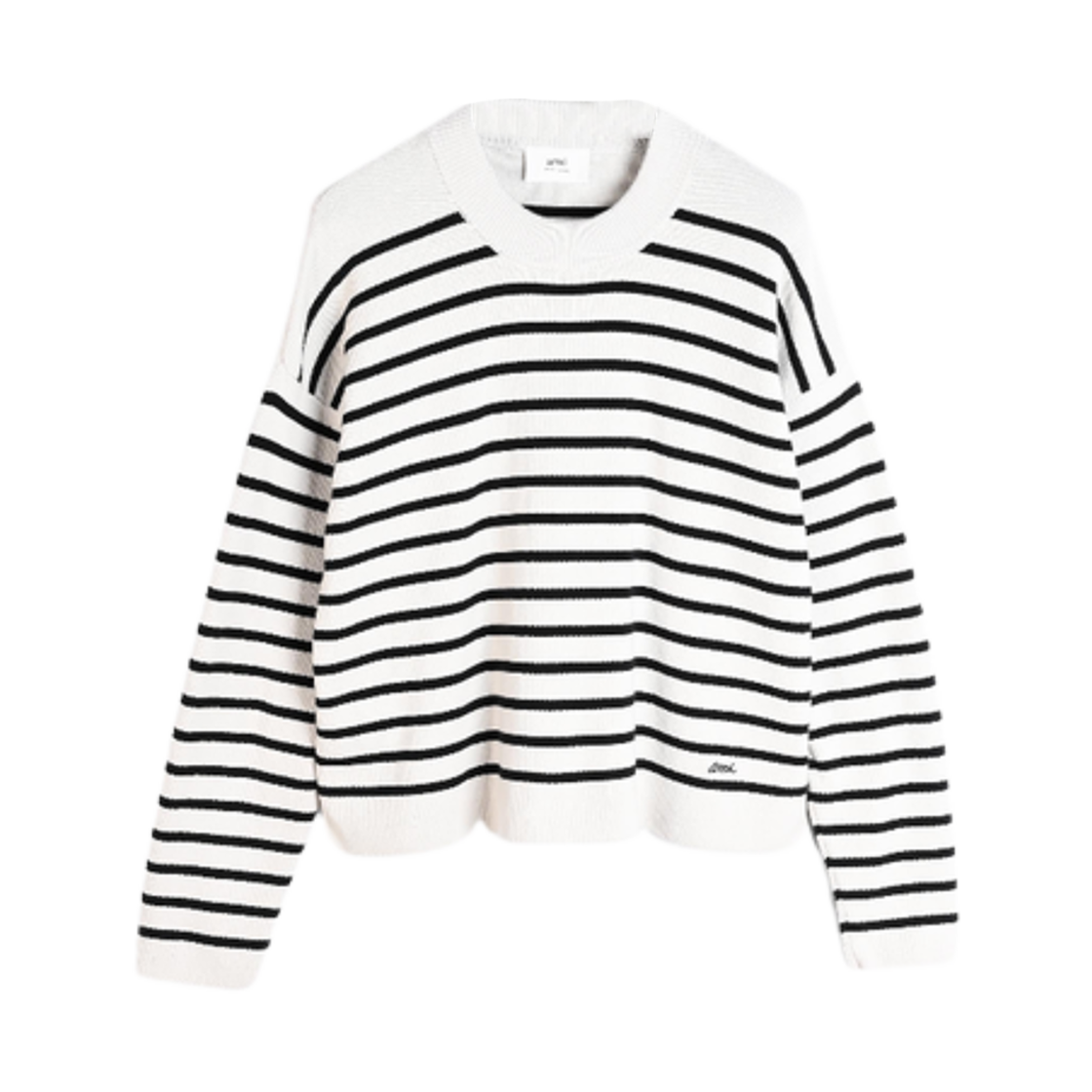UKS036-KN0041-194 Ami Embroidery Sailor Crewneck Sweater Chalk Black