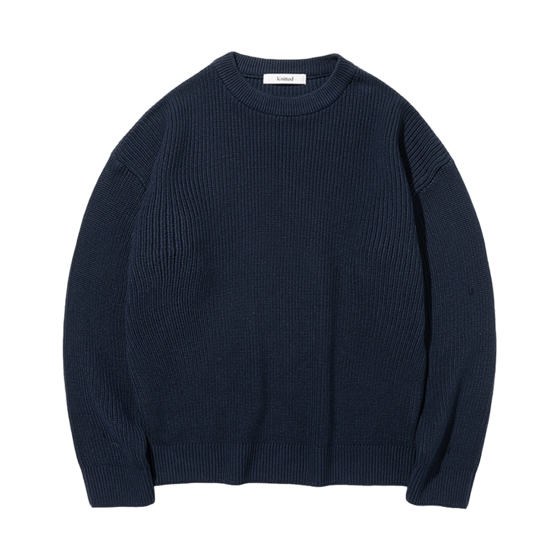 니티드 소프트코튼 드랍숄더 와플 니트 네이비