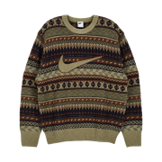 Nike Life Fair Isle Swoosh Sweater Neutral Olive - Asia
