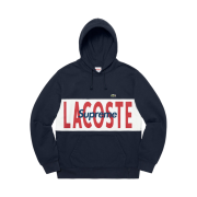 Supreme x Lacoste Logo Panel Hooded Sweatshirt Navy - 19FW