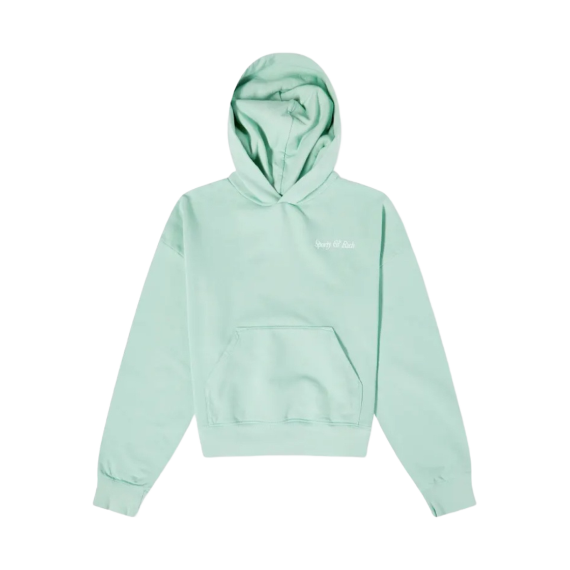 스포티 앤 리치 이탈릭 로고 크롭 후드 제이드 화이트(Sporty & Rich Italic Logo Cropped Hoodie Jade White)