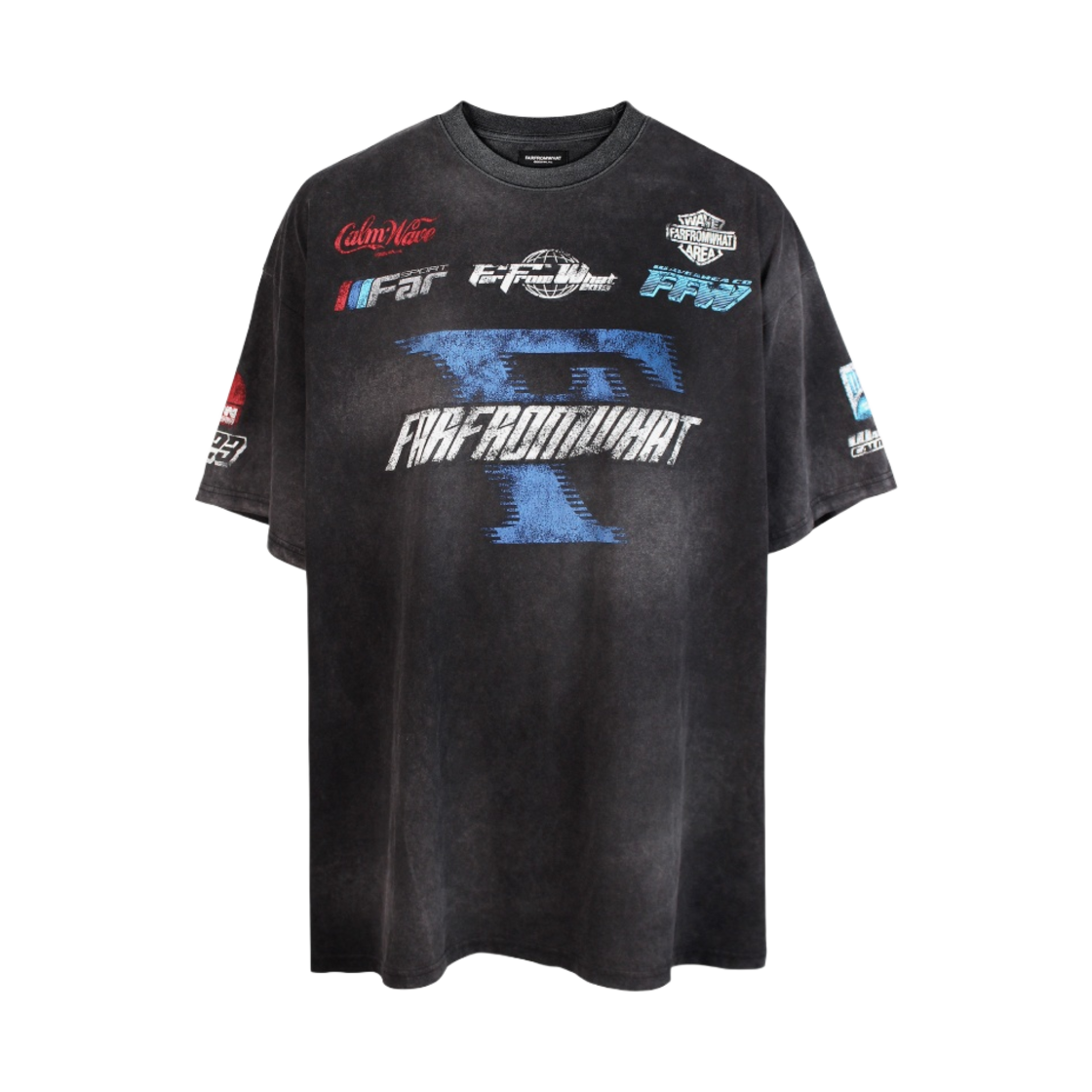 - Farfromwhat Far Washed Sponsor Logo T-Shirt Black