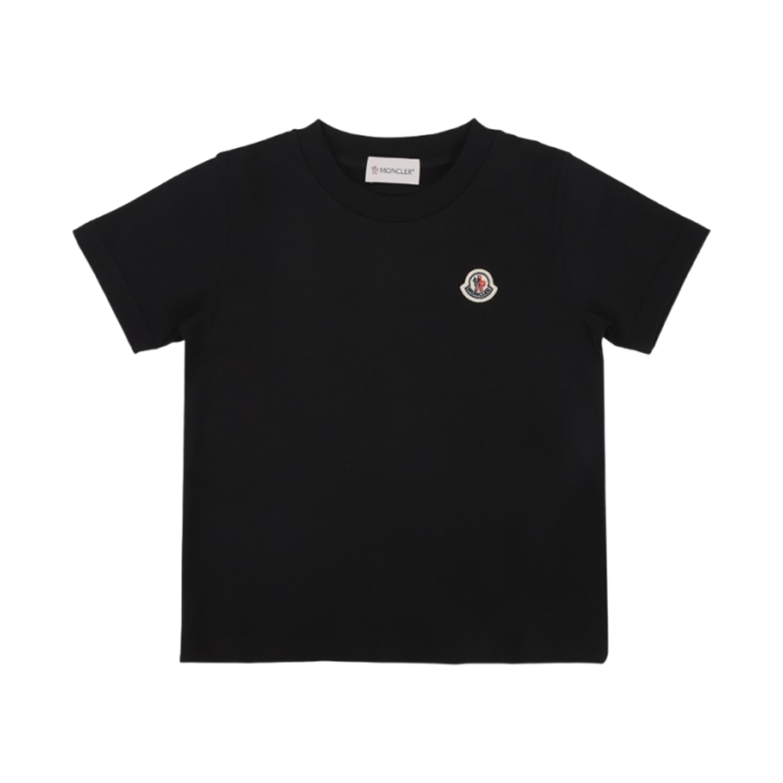 (키즈) 몽클레르 로고 패치 코튼 티셔츠 블랙 - 24FW((Kids) Moncler Logo Patch Cotton T-Shirt Black - 24FW)
