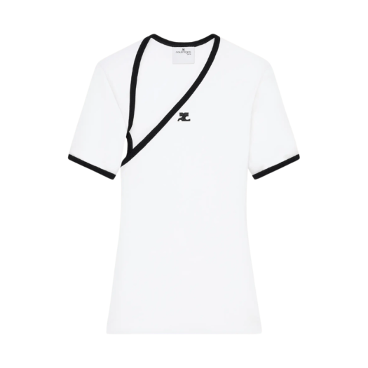 W) 꾸레쥬 리에디션 범피 콘트라스트 티셔츠 블랙 헤리티지