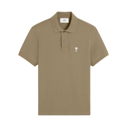 HPL060-760-375 AMI de Coeur Oragnic Cotton Polo Shirt Green Off White