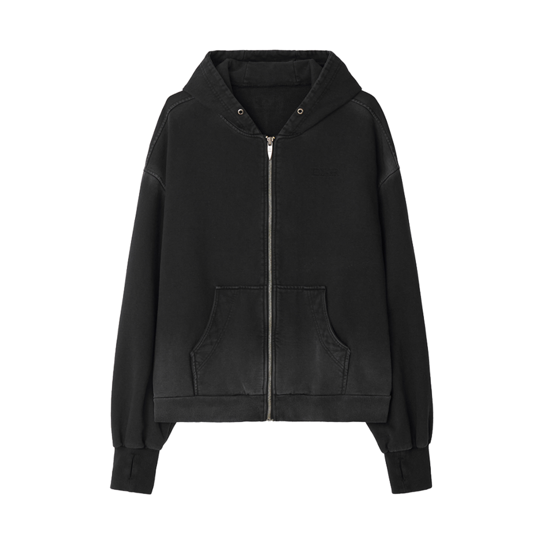 비엘알 데미지드 다잉 로우컷 워싱 스웻 후디 집업(BLR Damaged Dyeing Raw Cut Washing Sweat Hoodie Zip-Up)