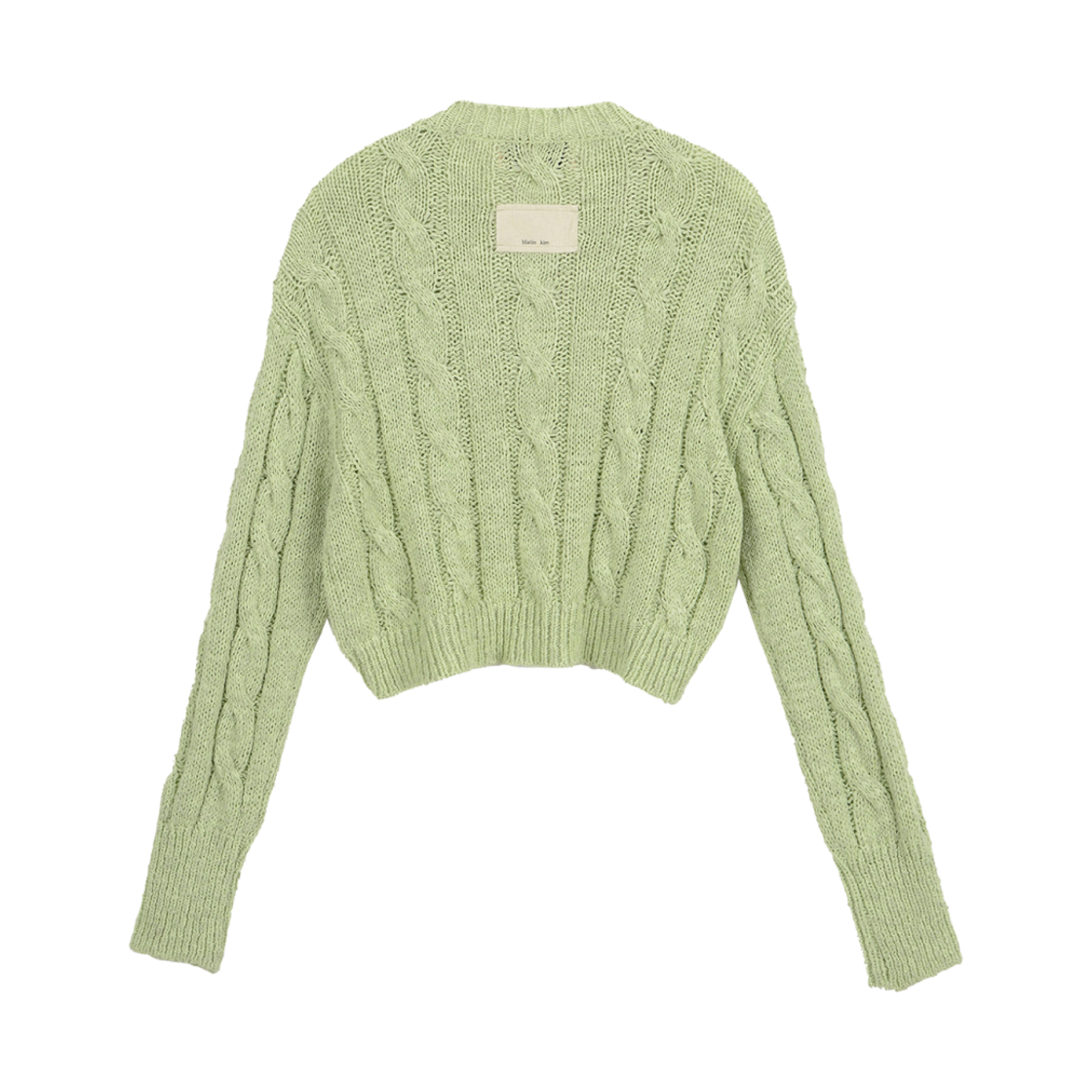 마뗑킴 브이넥 집 크롭 니트 풀오버 라임(Matin Kim V Neck Zip Crop Knit Pullover Lime) - 2