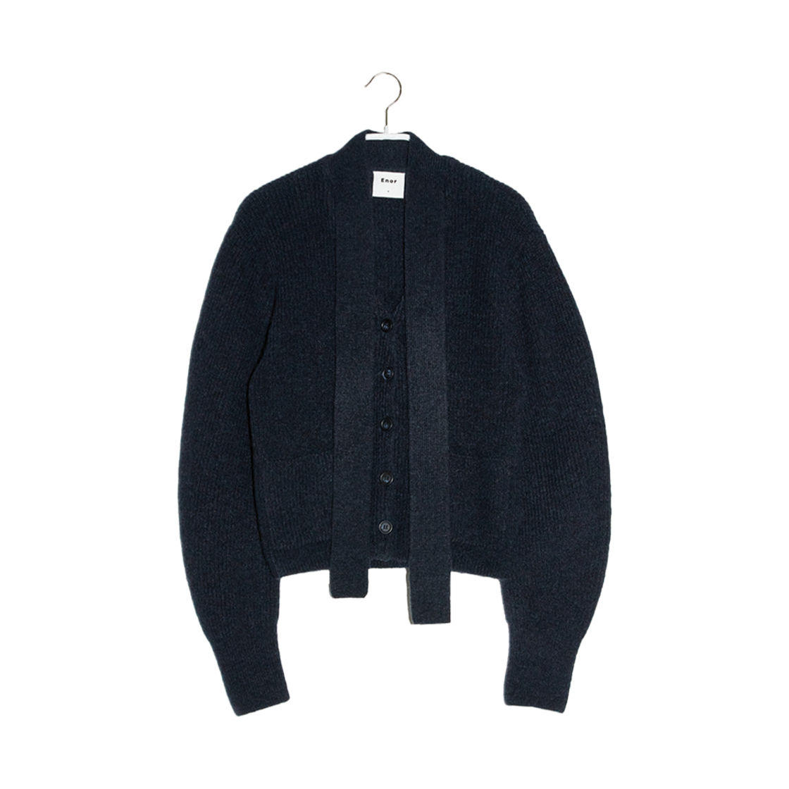 엔오르 우먼 탑 머플러 알파카 니트 가디건  네이비