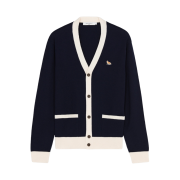 Maison Kitsune Baby Fox Patch Bi-Color Classic Cardigan Navy