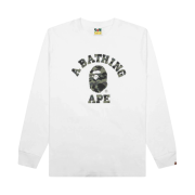 BAPE 1st Camo College L/S T-Shirt White