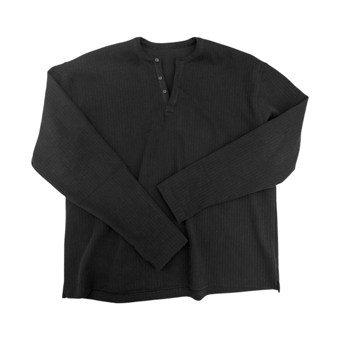 논노드 핑거 홀 헨리넥 티셔츠 블랙(Nonnod Finger Hole Henley Neck T-Shirt Black)