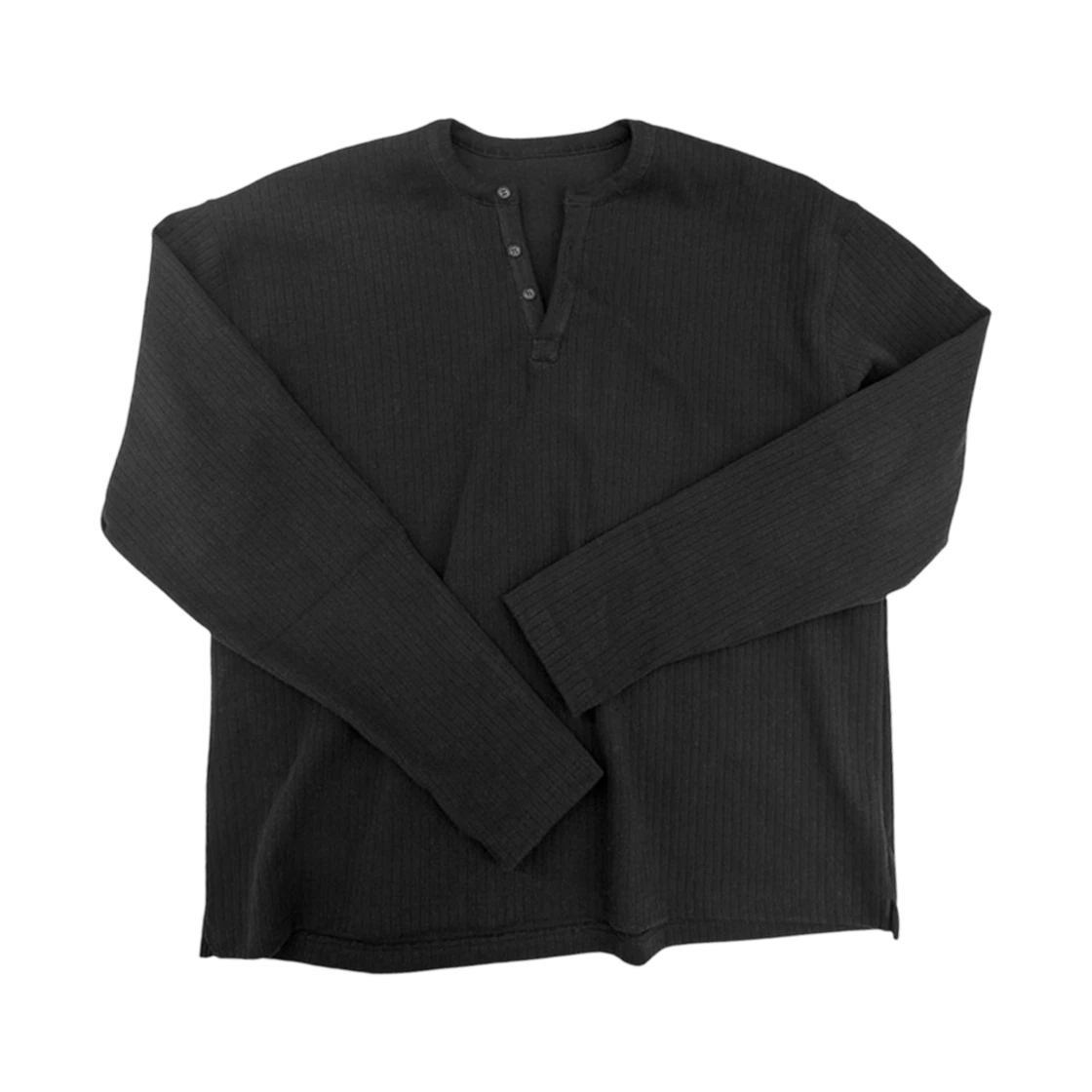 Nonnod Nonnod Finger Hole Henley Neck T-Shirt Black · 2