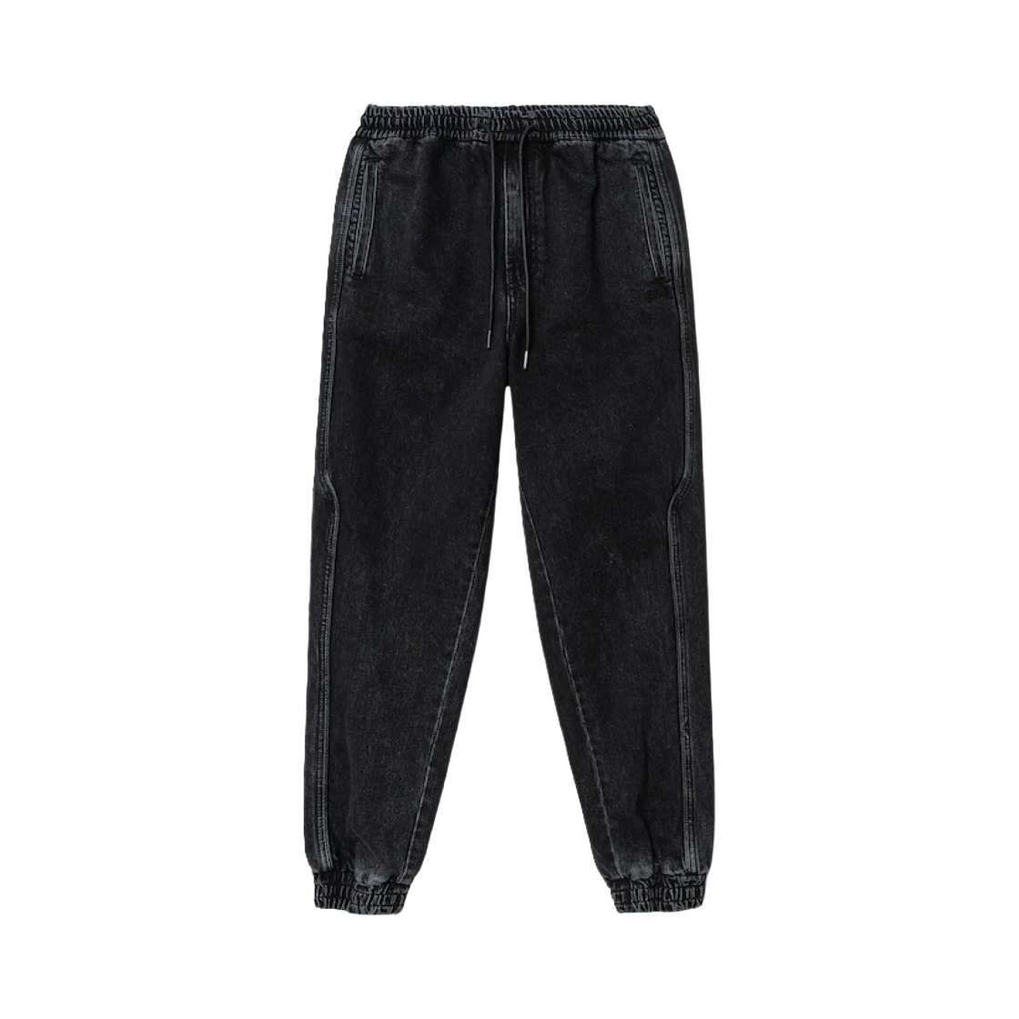준지 디테일 트랙 조거 데님 팬츠 블랙 - 22SS