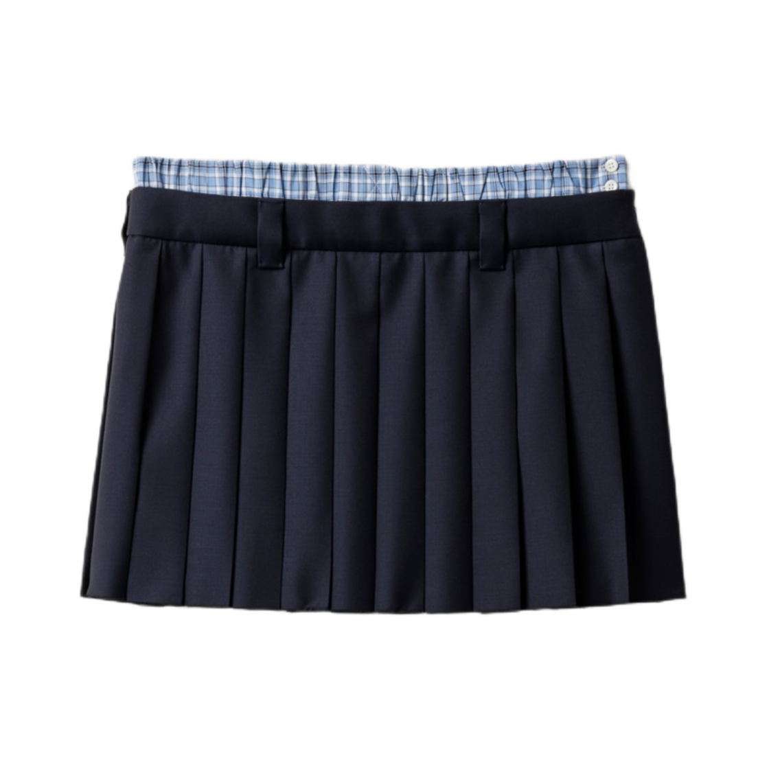 MG2388-11AD-F0008 (W) Miu Miu Pleated Batavia Mini Skirt Blue