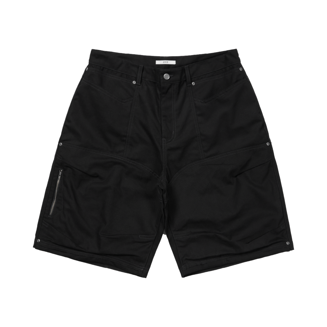 이티씨이 더블 니 지퍼 쇼츠 블랙(ETCE Double Knee Zipper Shorts Black)