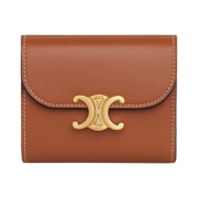 Celine Small Wallet Triomphe in Shiny Smooth Lambskin Tan