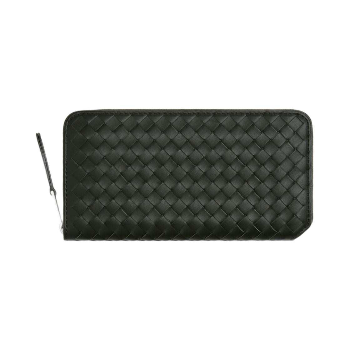 814680V4LQ13009 Bottega Veneta Intrecciato Piccolo Zip Around Wallet Dark Green