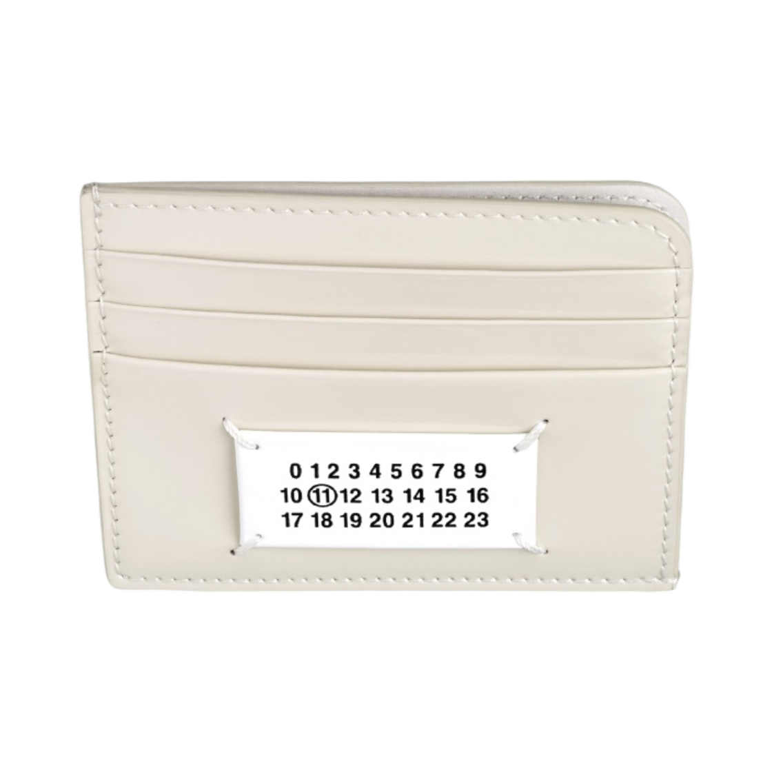 S56UI0214P4986T2003 Maison Margiela Vernice Logo Card Holder Light Grey