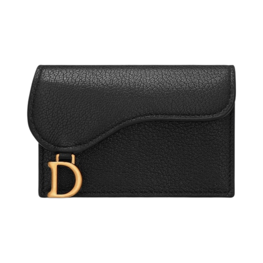 S5611CCEH-M900 Dior Goatskin Saddle Flap Card Holder Black