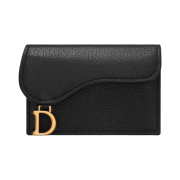 Dior Goatskin Saddle Flap Card Holder Black