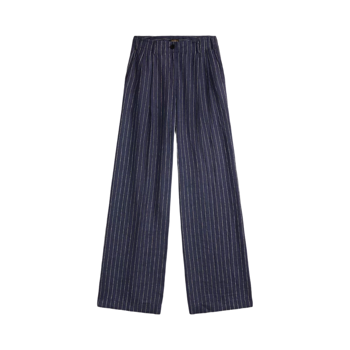 (W) 더블알엘 스트라이프 리넨 트라우저 네이비((W) Double RL Stripe Linen Trousers Navy) - 1