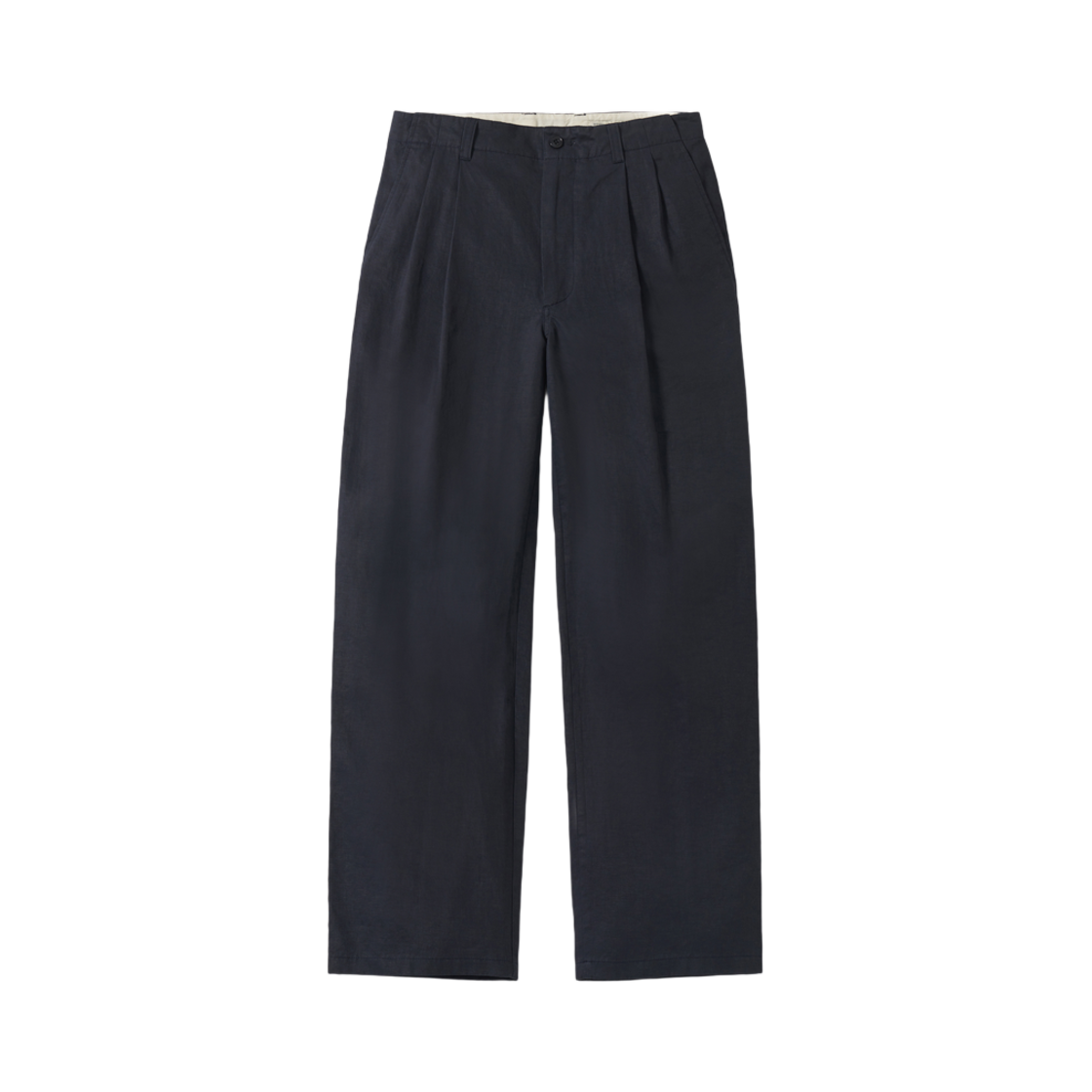 포터리 투 플리츠 와이드 치노 팬츠 코튼 리넨 블렌드 트윌 클로스 리질리언트 하드 피니쉬 네이비(Pottery Two Pleated Wide Chino Pants CottonLinen Blend Twill Cloth Resilient Hard Finish Navy)