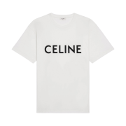 Celine Loose T-Shirt in Cotton Jersey Chalk Black