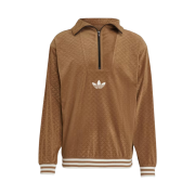 Adidas Adicolor Heritage Now Funnel Velour Half Zip Brown Desert - US Sizing