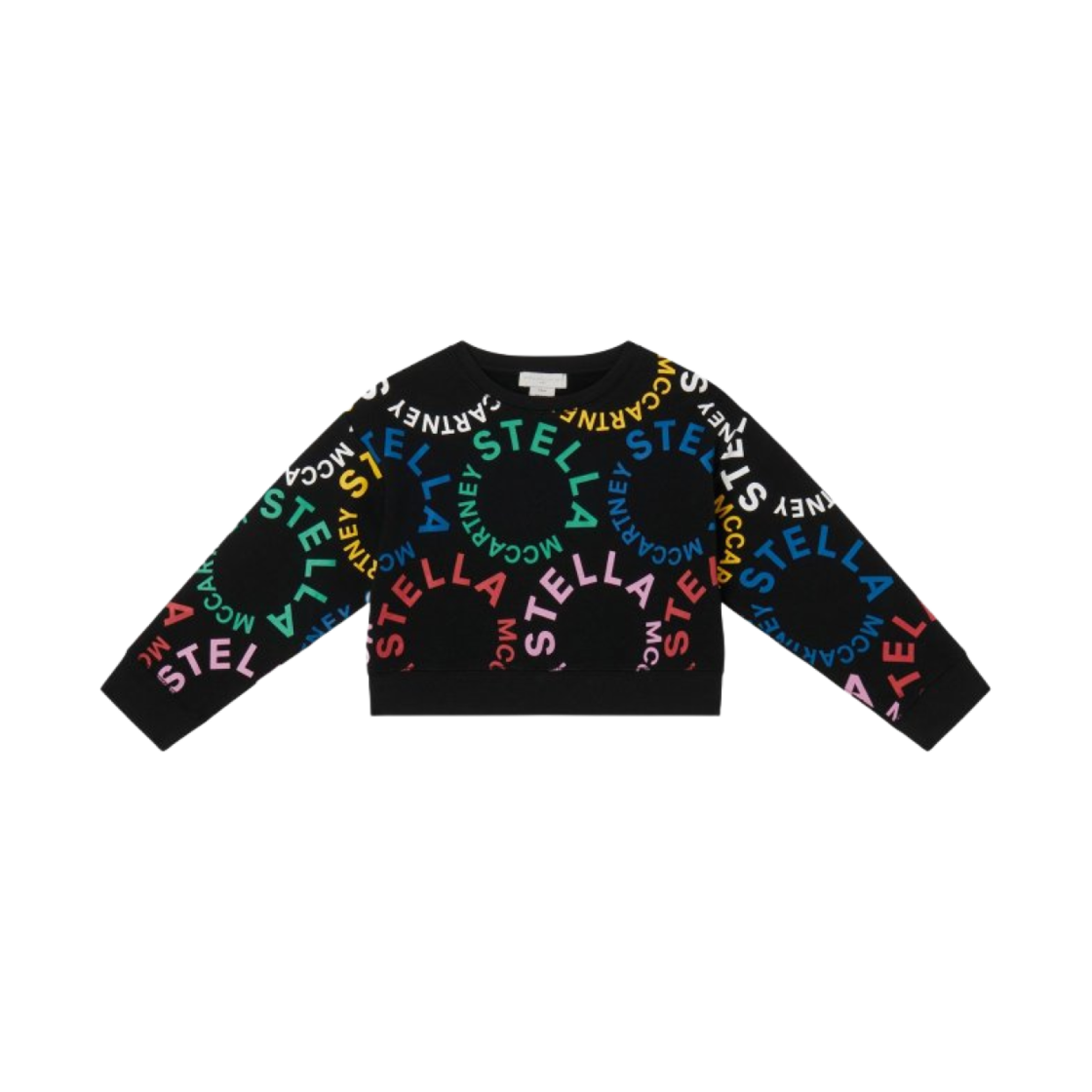 (키즈) 스텔라 맥카트니 로고 프린트 코튼 스웨트셔츠 블랙 멀티컬러((Kids) Stella McCartney Logo Print Cotton Sweatshirt Black Multicolour)