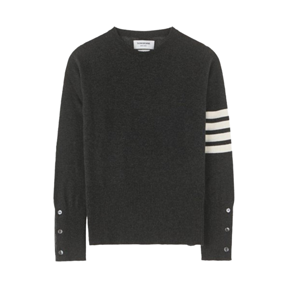 톰브라운 캐시미어 사선 크루넥 풀오버 니트 다크 그레이