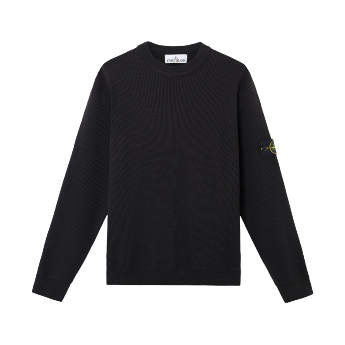 K1S1551000-54S00D8-V0029 Stone Island 5100054 Ribbed Soft Organic Cotton Crewneck Jumper with Ribbing and Stitch Motif Black - 25SS