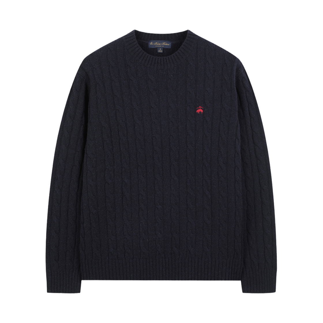 BBWRMB1012QEF Brooks Brothers Shetland Cable Logo Sweater Navy