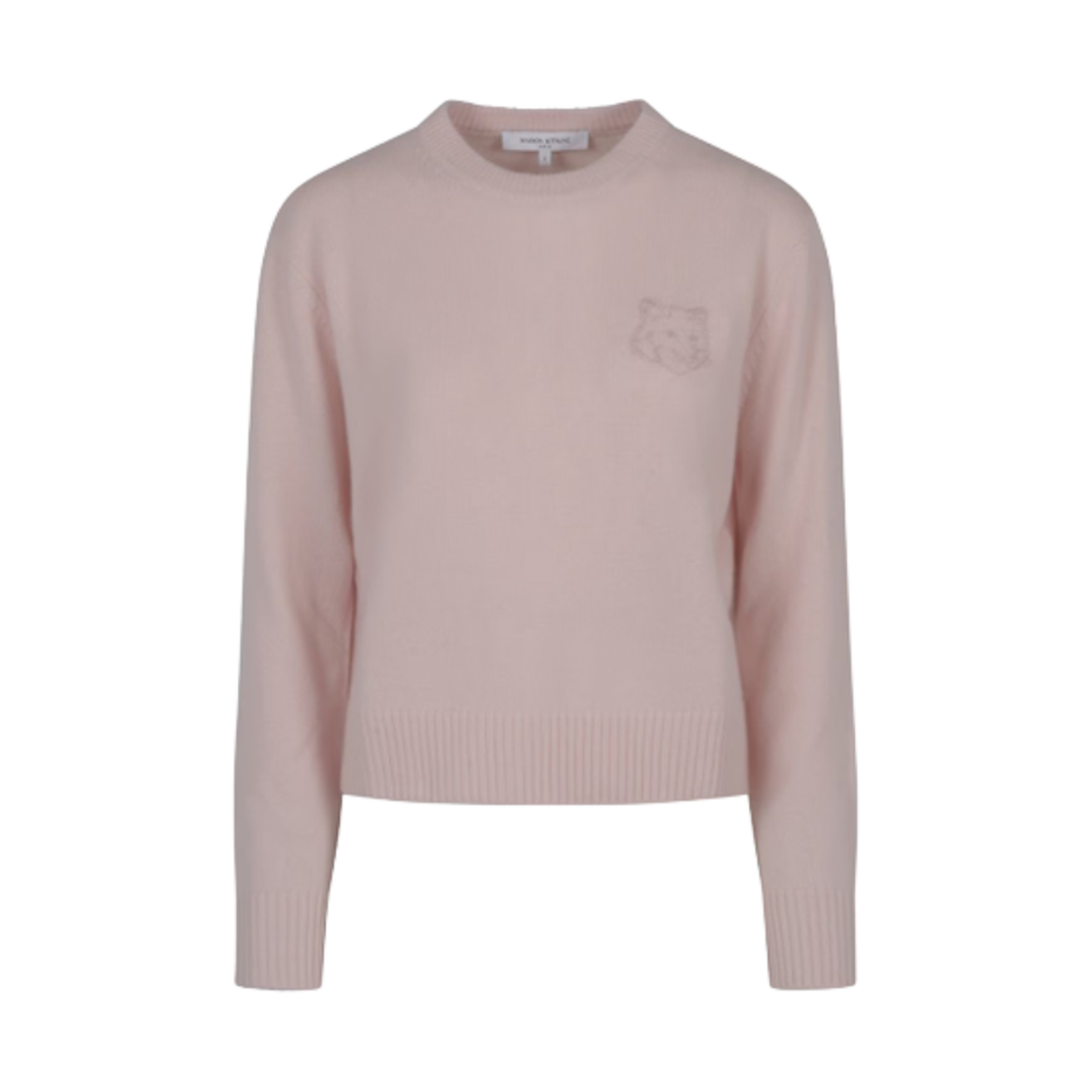 (W) 메종 키츠네 볼드 폭스 헤드 자수 크롭 점퍼 라이트 핑크((W) Maison Kitsune Bold Fox Head Embroidered Cropped Jumper Light Pink) - 1