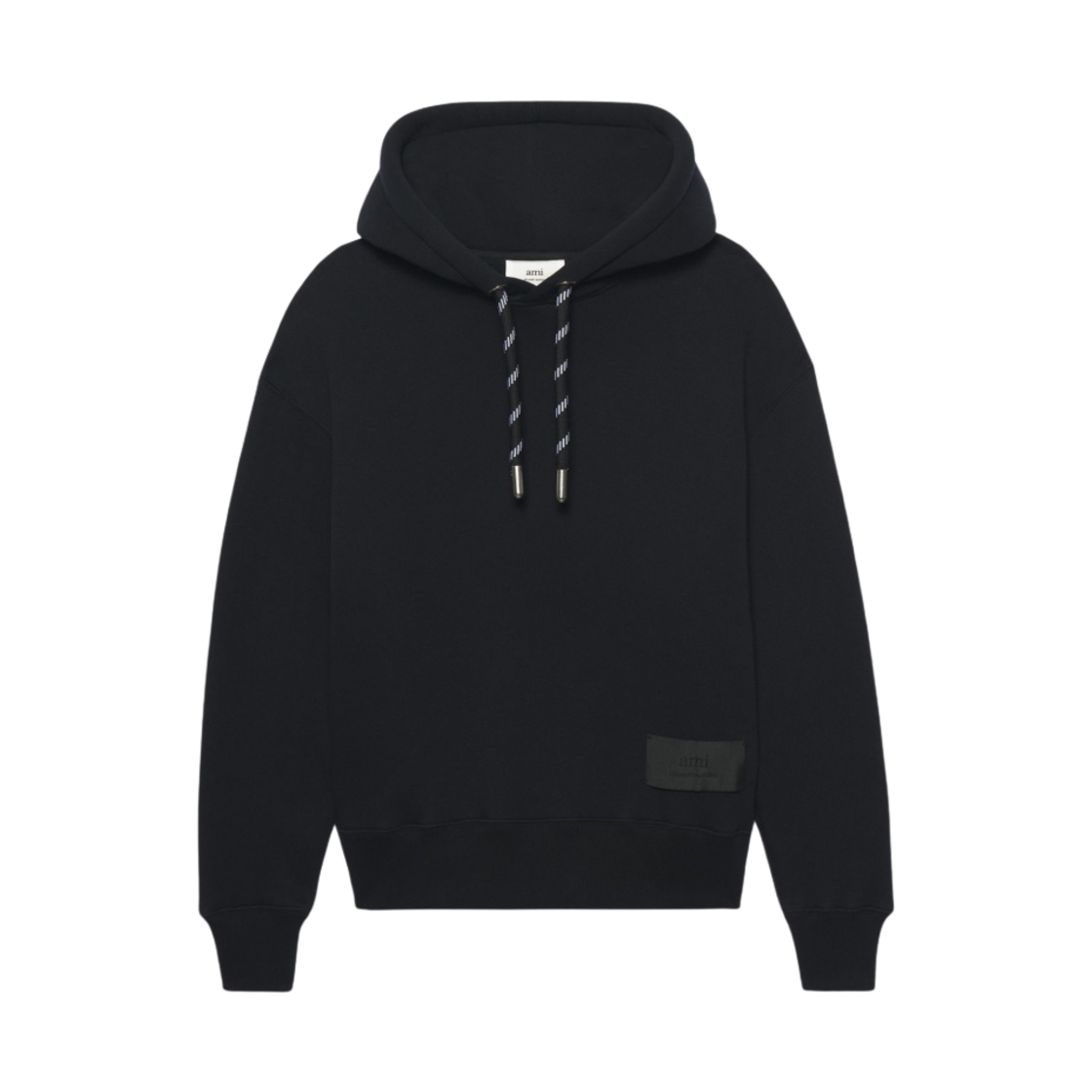 아미 사틴 라벨 후드 블랙(AMI Satin Label Hoodie Black) - 1