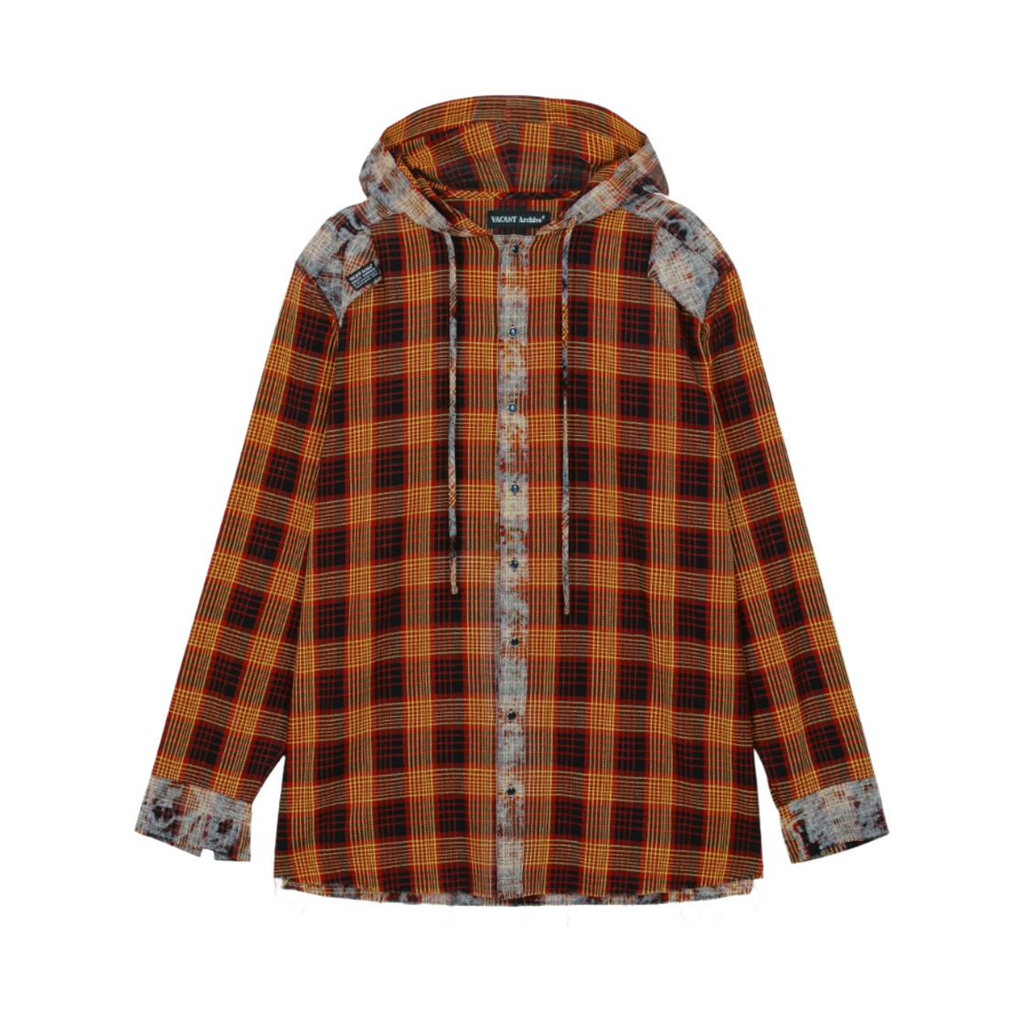 베이컨트 아카이브 마하 체크 후디 셔츠 레드