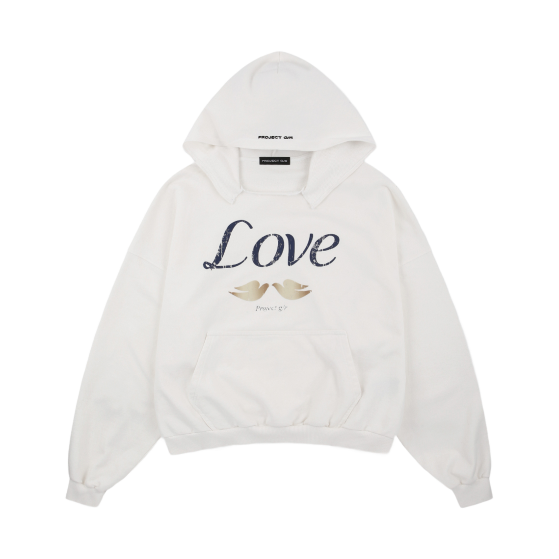 PG24FWMH10 Project G/R Love Parody Hoodie White