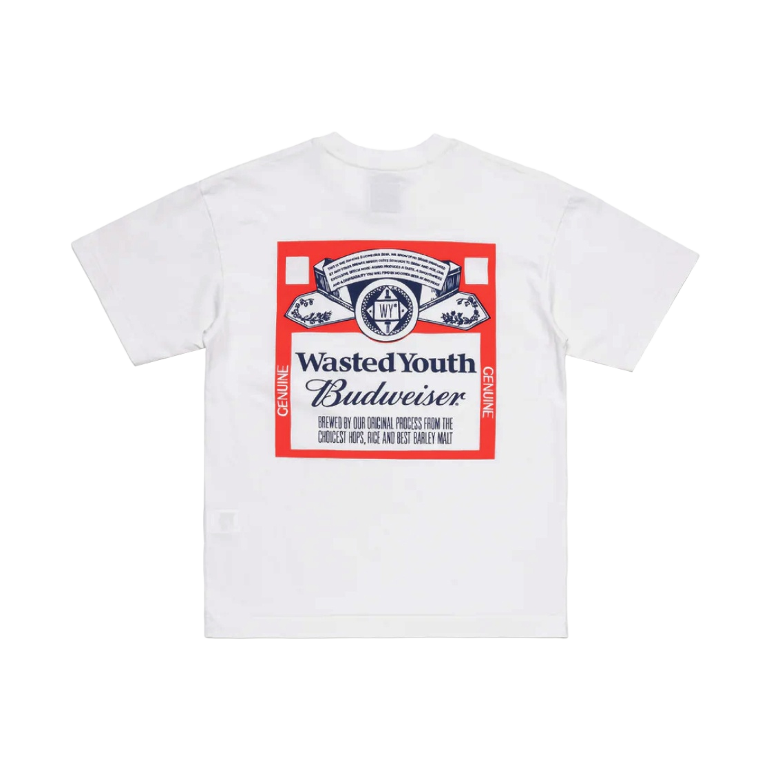 베르디 웨이스티드 유스 버드와이저 티셔츠 화이트(Verdy Wasted Youth Budweiser T-Shirt White)