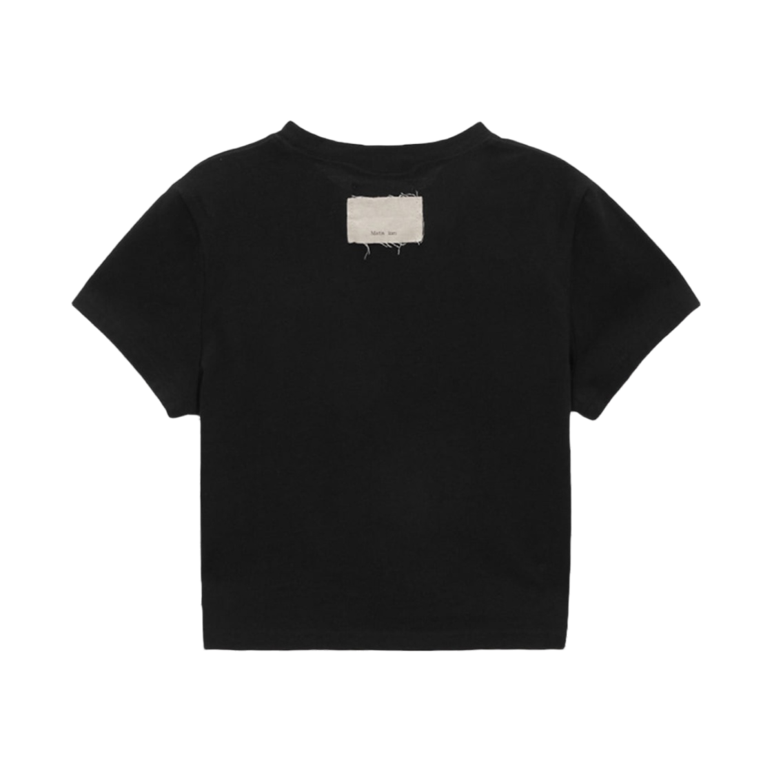 (W) 마뗑킴 더블 라인 로고 크롭 탑 블랙((W) Matin Kim Double Line Logo Crop Top Black) - 2