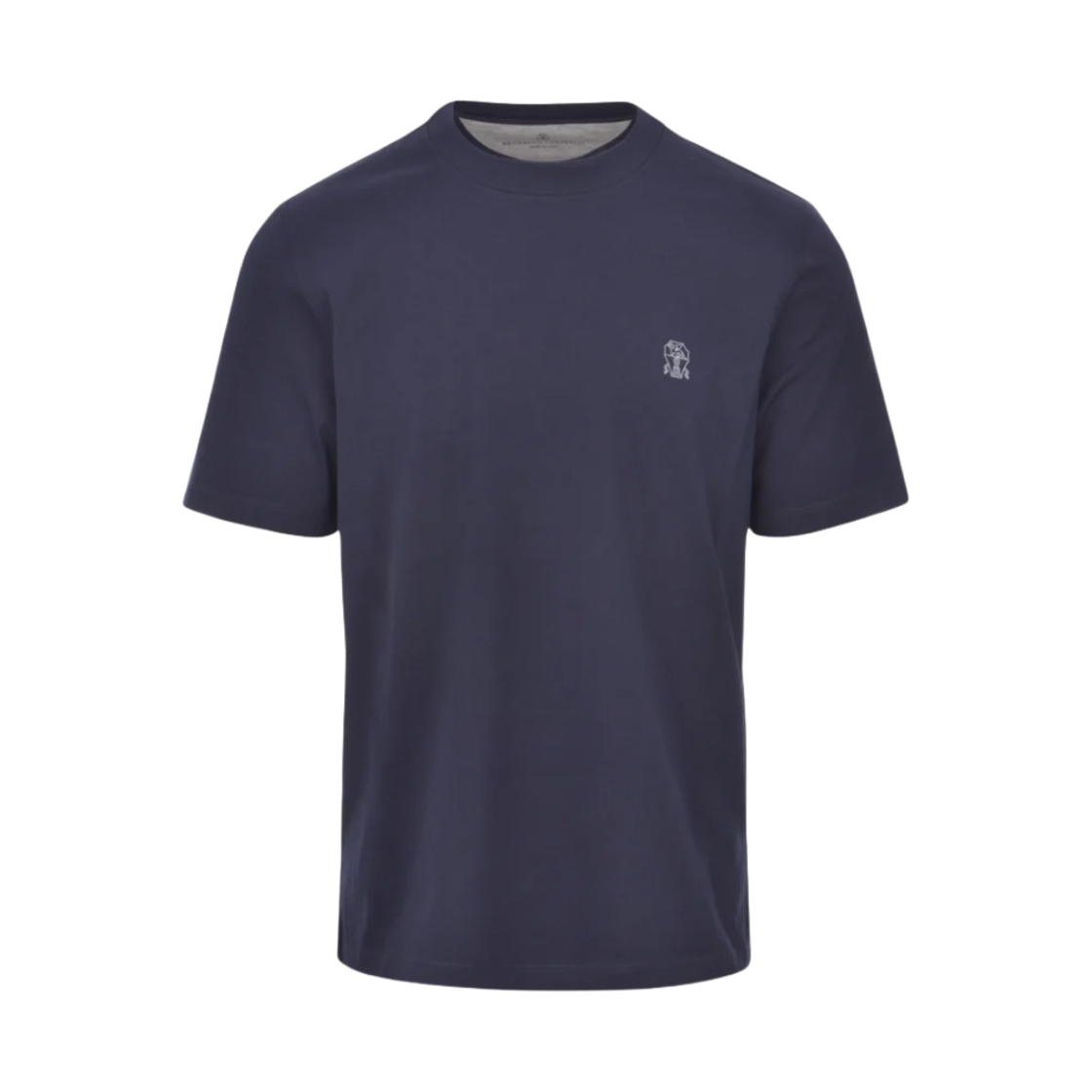 M0B138440-CK781 Brunello Cucinelli Logo Cotton Jersey Crewneck T-Shirt Navy