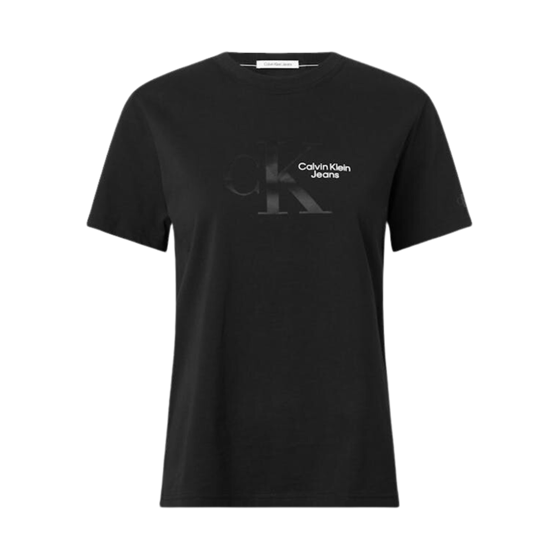 (W) 캘빈 클라인 오가닉 코튼 모노그램 티셔츠 블랙((W) Calvin Klein Organic Cotton Monogram T-Shirt Black)
