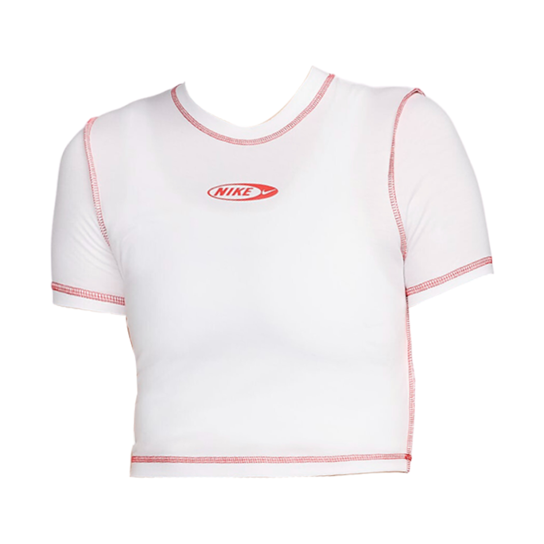 HJ6529-100 (W) Nike NSW Chill Knit Slim Cropped T-Shirt White Light Crimson - Asia