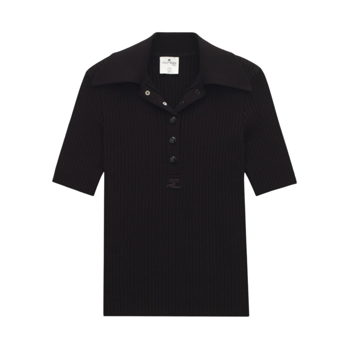 (W) 꾸레쥬 숏슬리브 폴로 블랙