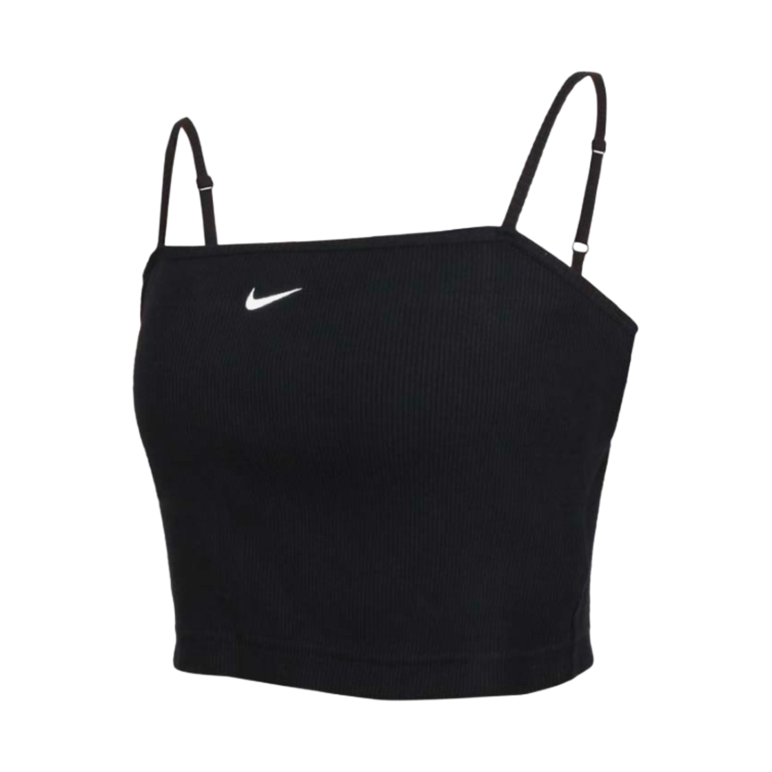 (W) 나이키 NSW 에센셜 립드 크롭 탑 블랙 - 아시아((W) Nike NSW Essential Ribbed Crop Top Black - Asia) - 1