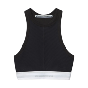 (W) Alexander Wang Logo Elastic Bra Top in Stretch Knit Black